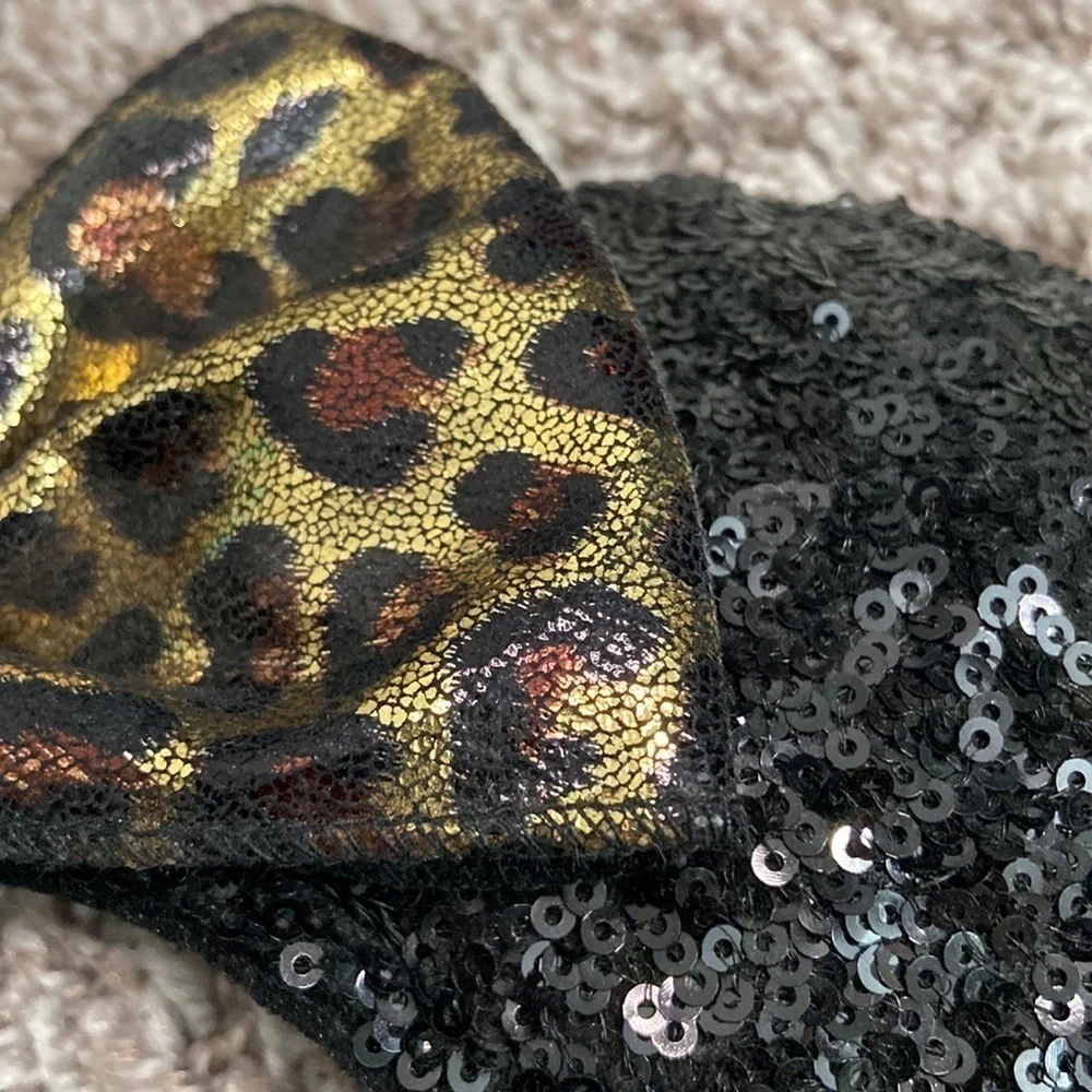 DISNEY black leopard bow Minnie ears headband